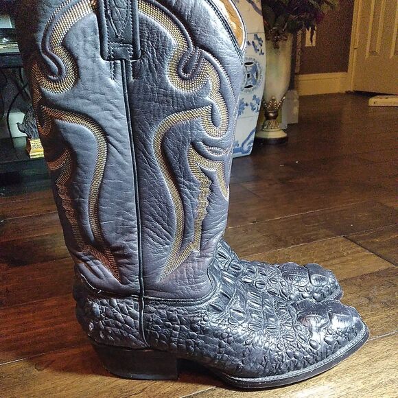 Exotic Alligator Cowboy Boots Western Leather Detailed Stitching Size? - Picture 4 of 9